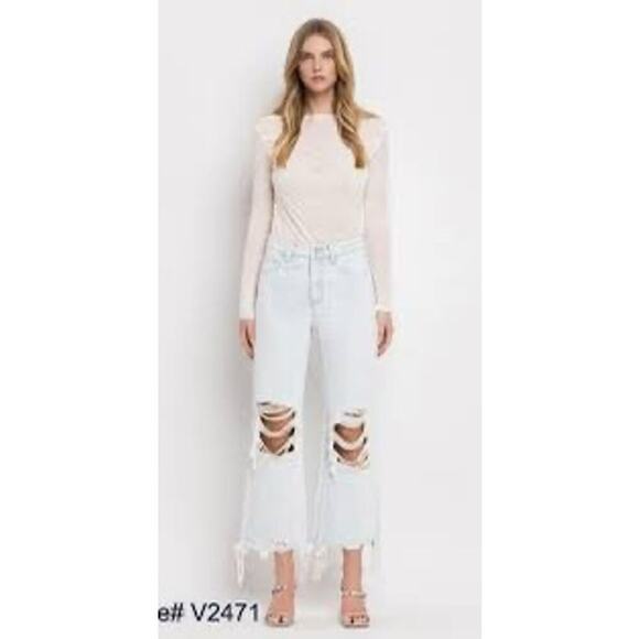 Vervet 90’s Vintage Flare Light Wash Distressed Jeans Womens Size 28 - Picture 1 of 10
